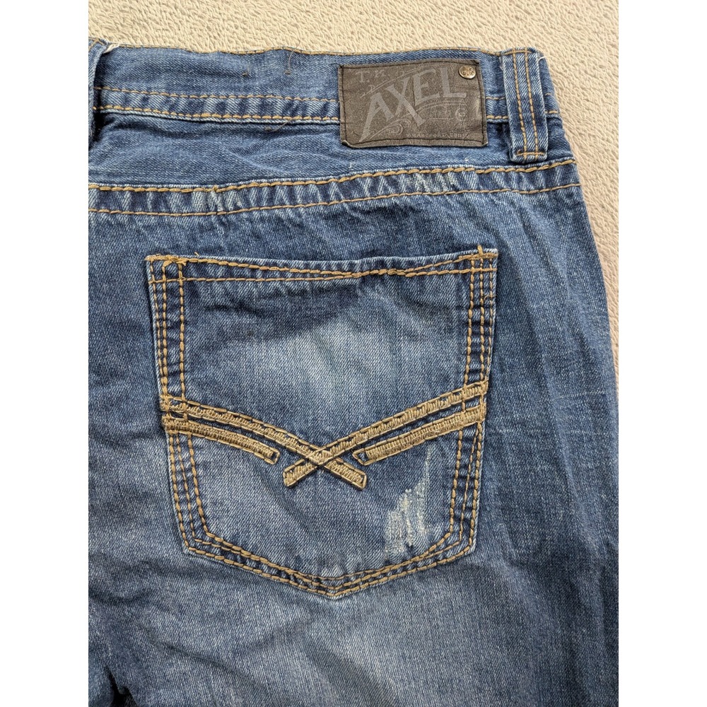 Axel Mens Relaxed Straight Leg Distressed Blue Denim Jeans W38 x L32